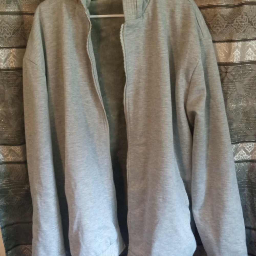Men's Zip-Up Sweater in Light Gray